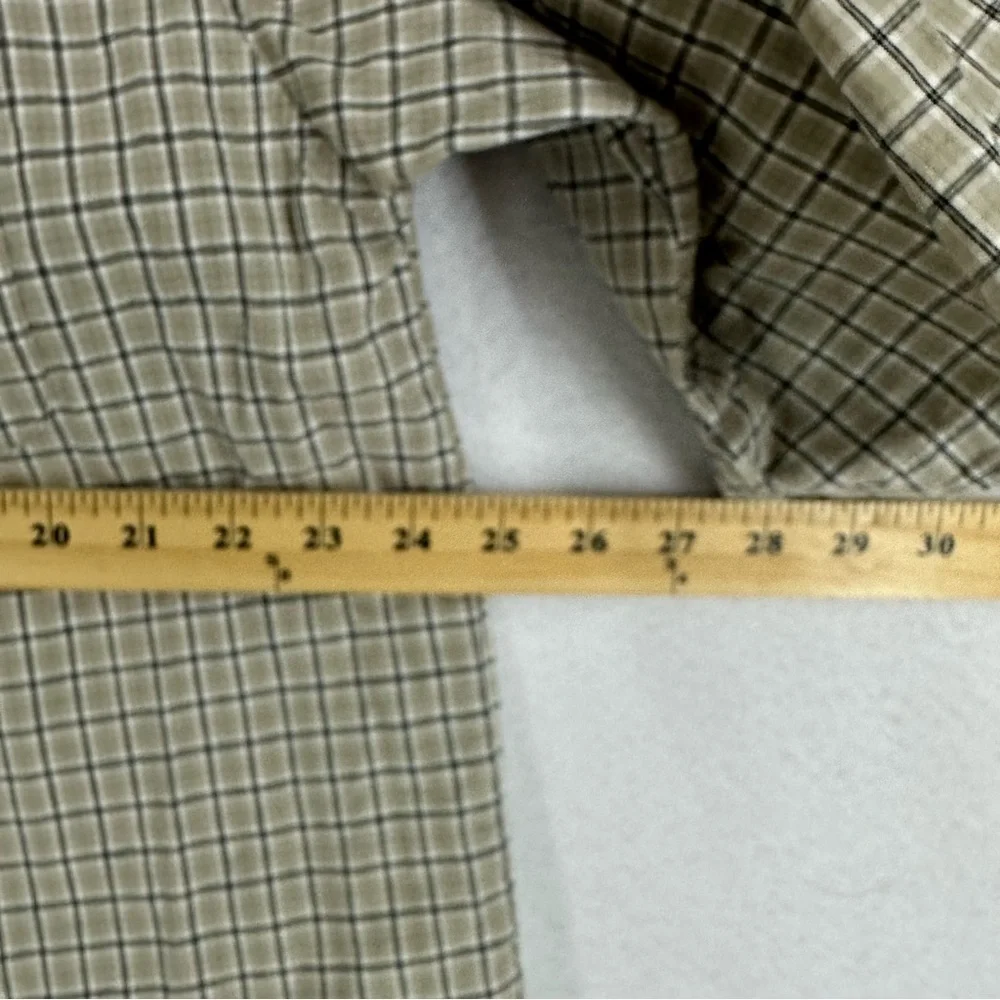 True Identity Short Sleeve Plaid Button Up Shirt Men’s 2XL Beige